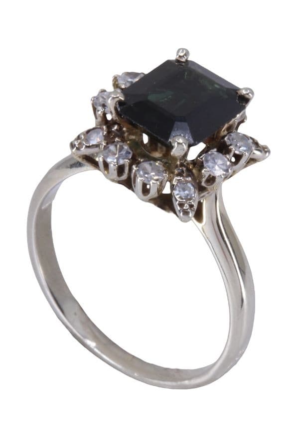 BAGUE MARGUERITE SAPHIR ET DIAMANTS — vue 4