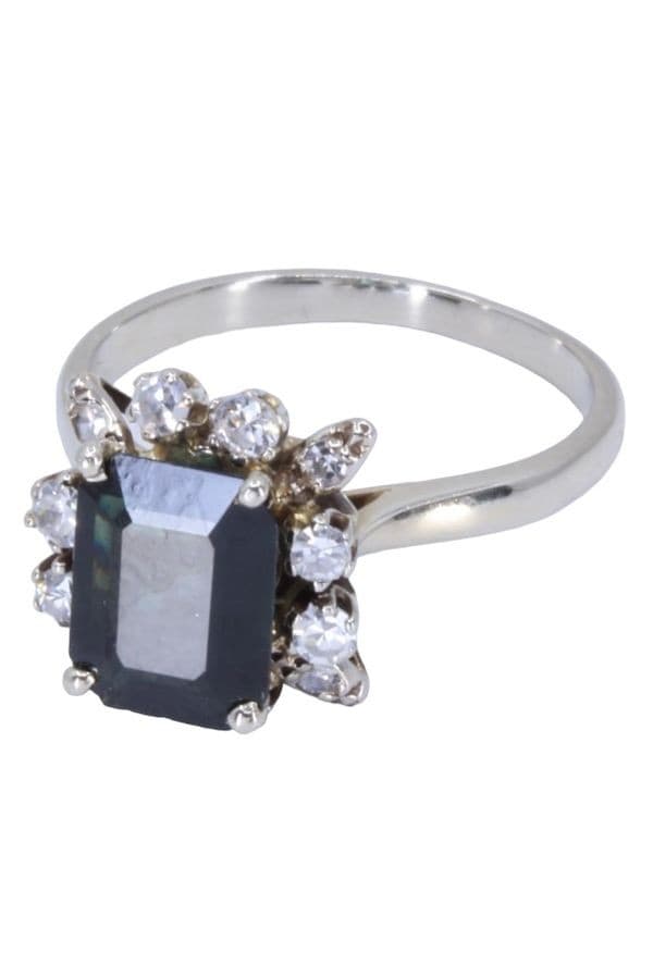 BAGUE MARGUERITE SAPHIR ET DIAMANTS — vue 6