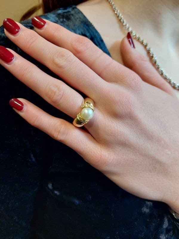 BAGUE PERLE ET DIAMANTS — vue 2