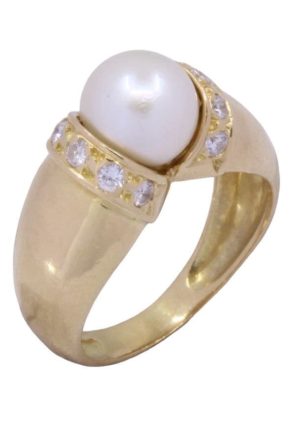 BAGUE PERLE ET DIAMANTS — vue 3