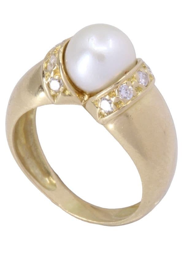 BAGUE PERLE ET DIAMANTS — vue 5