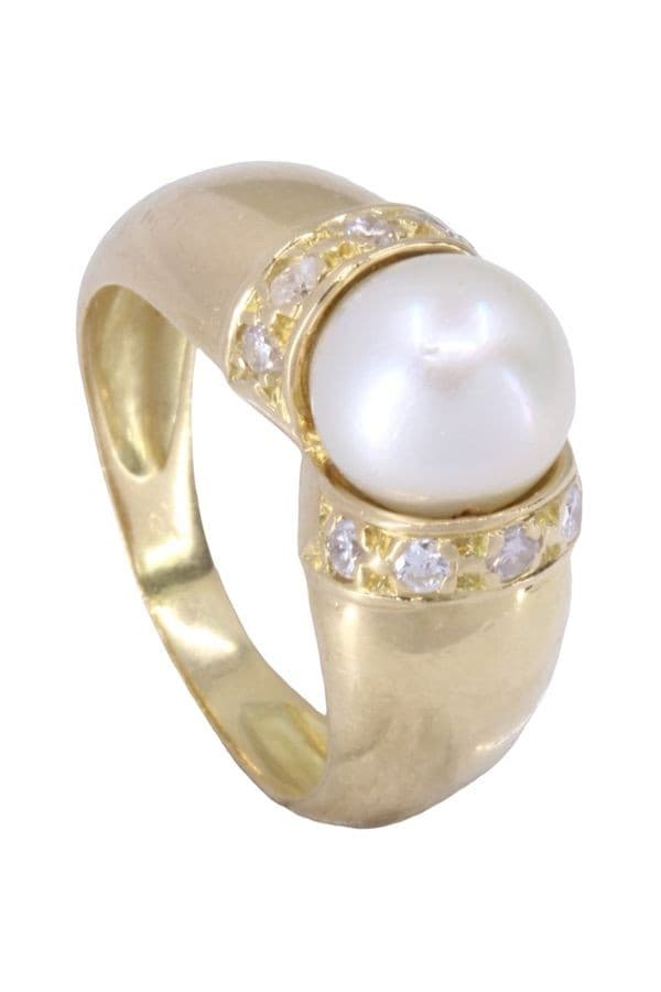 BAGUE PERLE ET DIAMANTS — vue 4