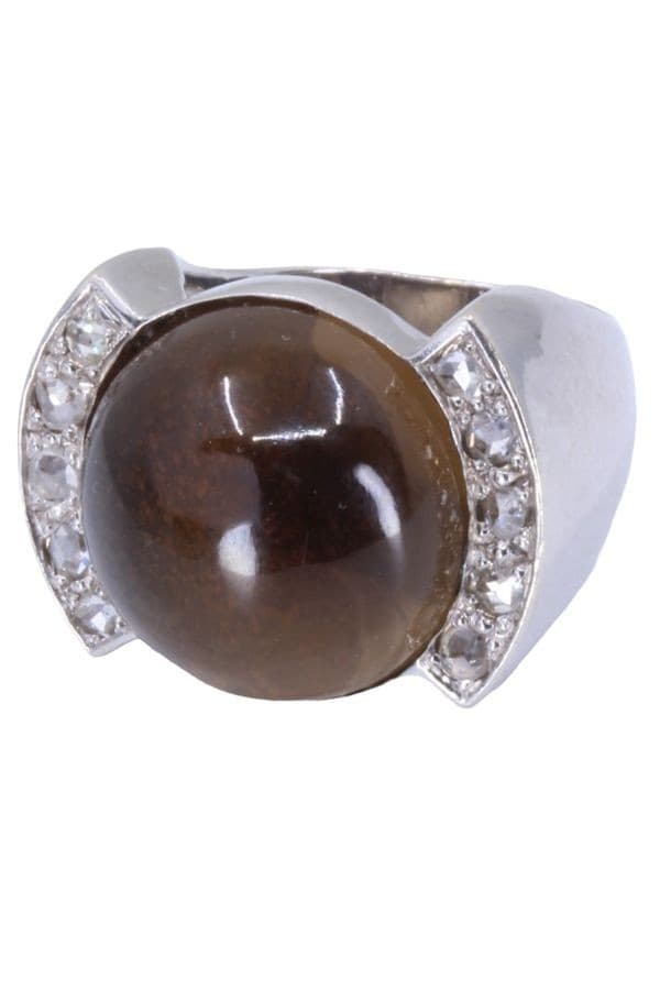 BAGUE ANCIENNE QUARTZ ET DIAMANTS — vue 5