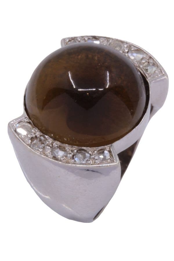 BAGUE ANCIENNE QUARTZ ET DIAMANTS — vue 3
