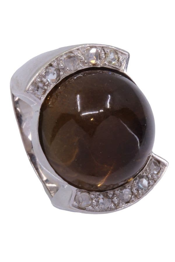 BAGUE ANCIENNE QUARTZ ET DIAMANTS — vue 4