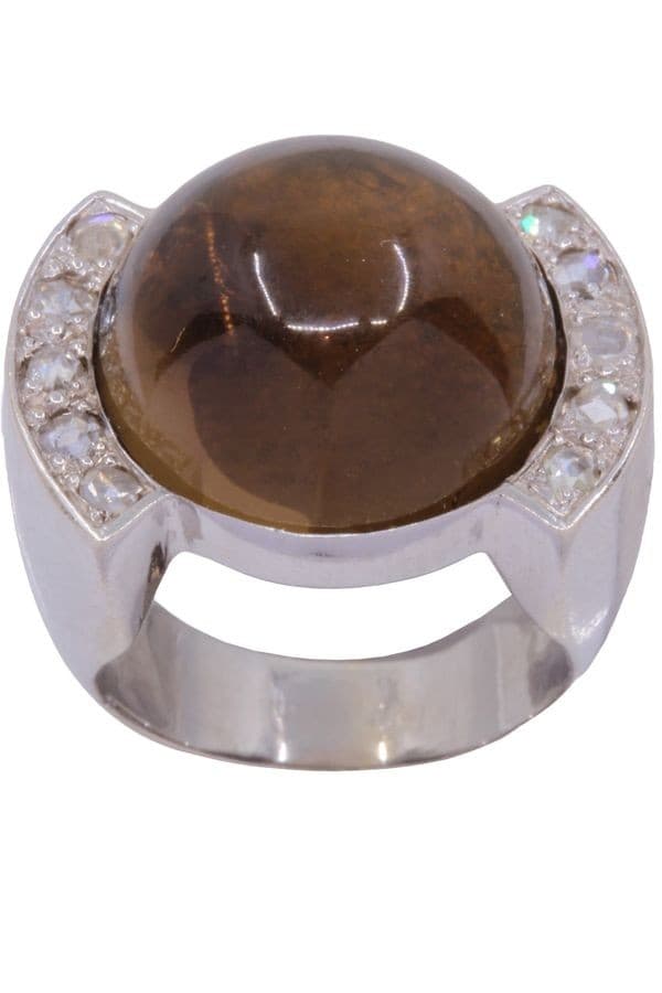 BAGUE ANCIENNE QUARTZ ET DIAMANTS