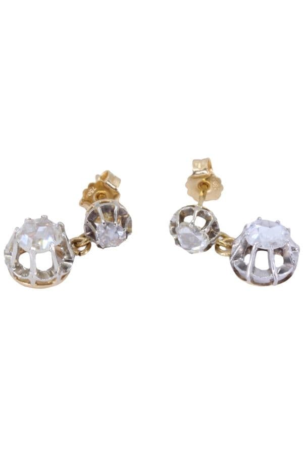 BOUCLES D'OREILLES PENDANTES DIAMANTS — vue 3