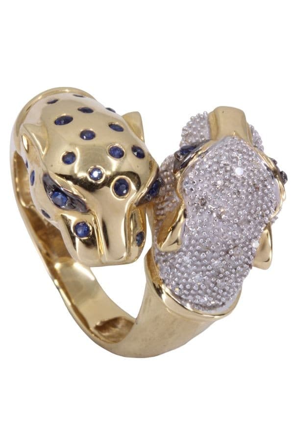 BAGUE PANTHÈRE SAPHIRS ET DIAMANTS — vue 3