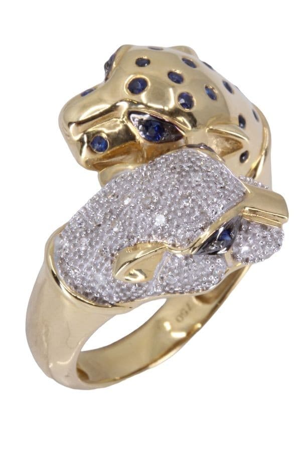 BAGUE PANTHÈRE SAPHIRS ET DIAMANTS — vue 4