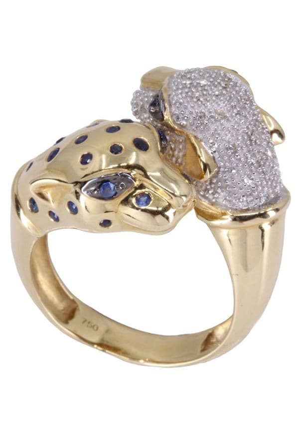 BAGUE PANTHÈRE SAPHIRS ET DIAMANTS — vue 6