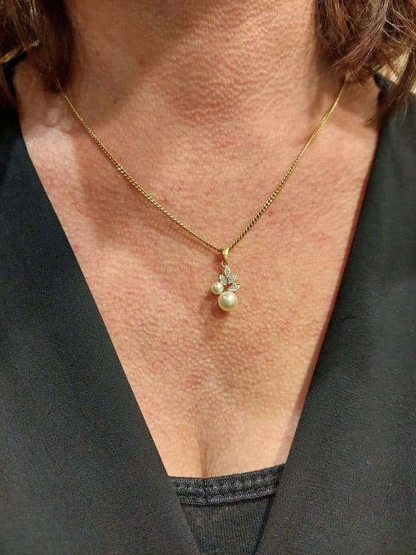 PENDENTIF PERLES ET DIAMANTS — vue 2