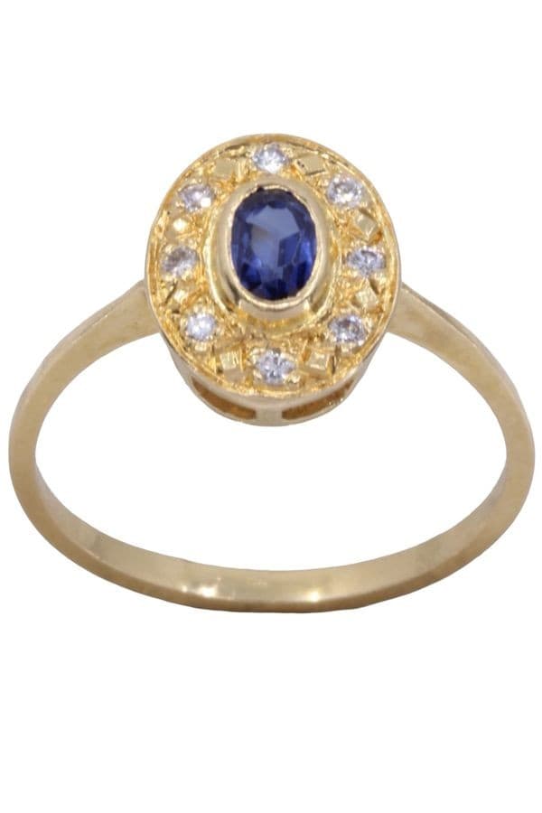 BAGUE MARGUERITE SAPHIR ET DIAMANTS — vue 1