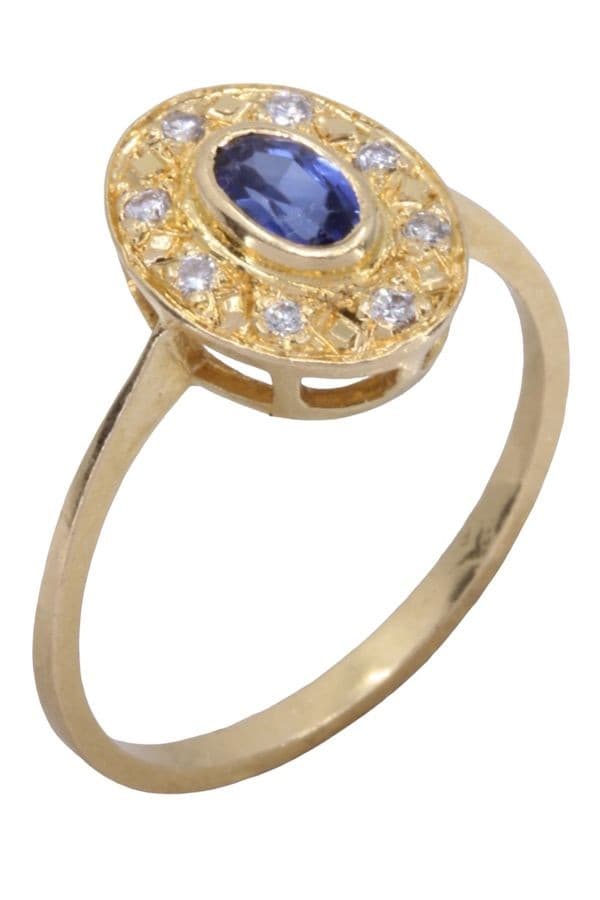 BAGUE MARGUERITE SAPHIR ET DIAMANTS — vue 3