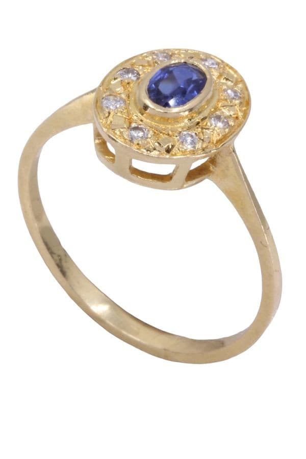 BAGUE MARGUERITE SAPHIR ET DIAMANTS — vue 4