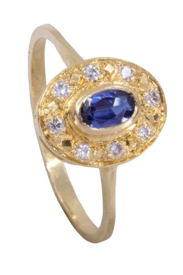 BAGUE MARGUERITE SAPHIR ET DIAMANTS — vue 5