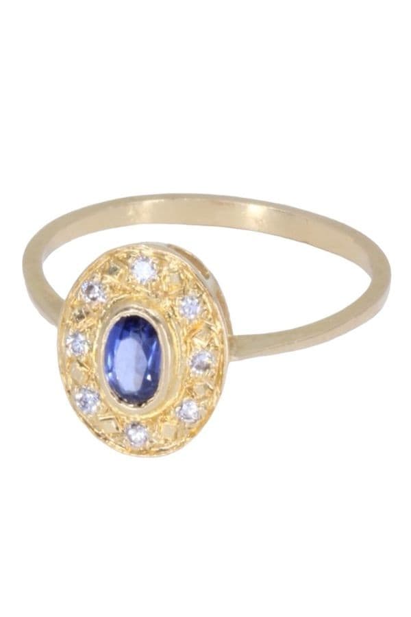 BAGUE MARGUERITE SAPHIR ET DIAMANTS — vue 2