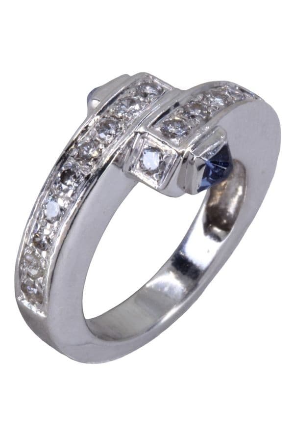 BAGUE SAPHIRS ET DIAMANTS — vue 3