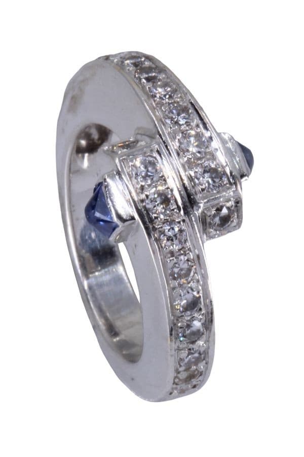 BAGUE SAPHIRS ET DIAMANTS — vue 4