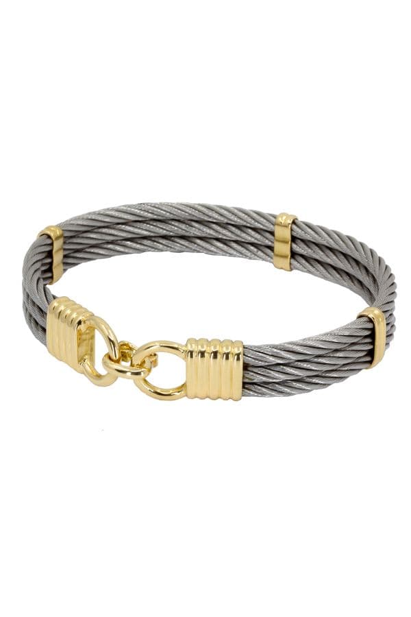 BRACELET CABLE OR ET ACIER — vue 1