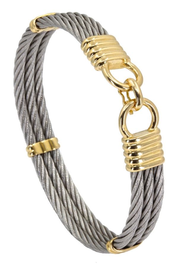 BRACELET CABLE OR ET ACIER — vue 2