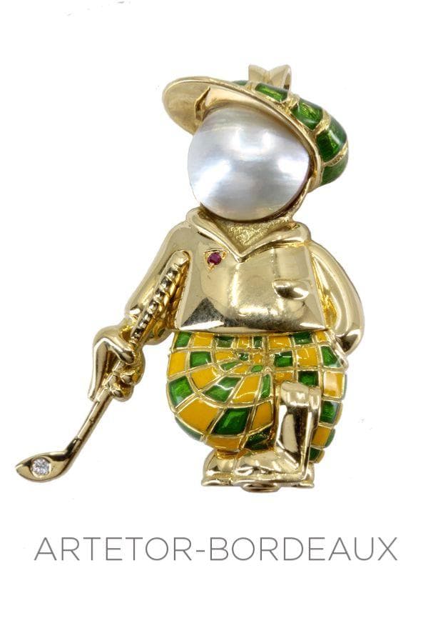 Broche/pendentif "Golfeur" signée Fred