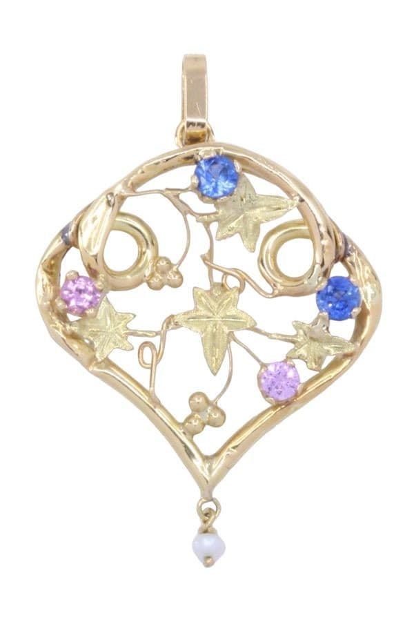 PENDENTIF SAPHIRS PERLE ET TOURMALINES — vue 1