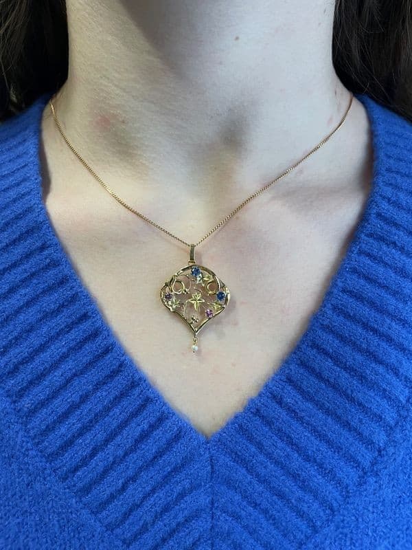 PENDENTIF SAPHIRS PERLE ET TOURMALINES — vue 2