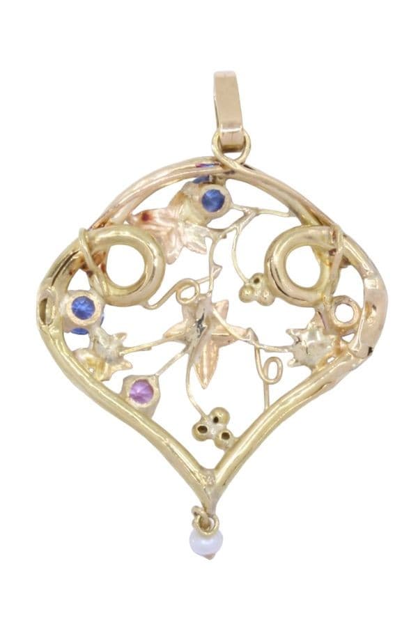PENDENTIF SAPHIRS PERLE ET TOURMALINES — vue 3