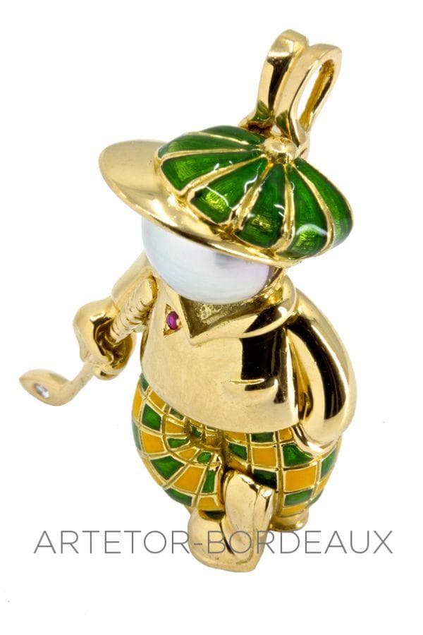 Broche/pendentif "Golfeur" signée Fred — vue 2