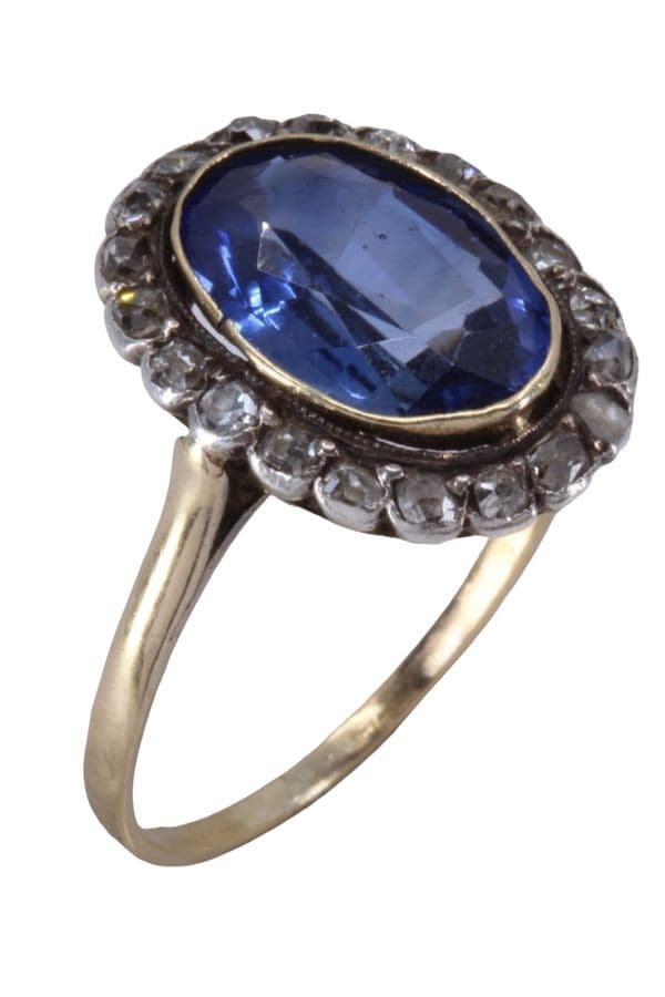 BAGUE POMPADOUR SAPHIR ET DIAMANTS — vue 5