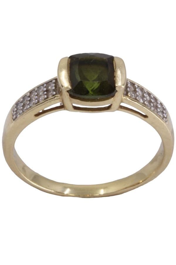 BAGUE PÉRIDOT ET DIAMANTS — vue 1