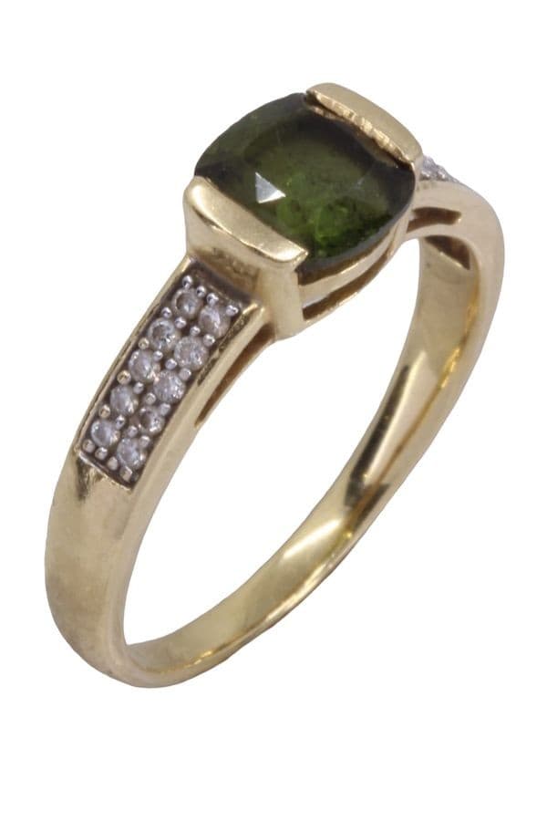 BAGUE PÉRIDOT ET DIAMANTS — vue 3