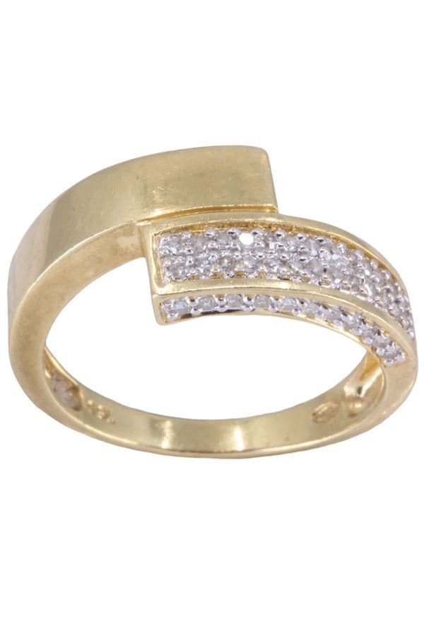 BAGUE MODERNE PAVAGE DIAMANTS — vue 1