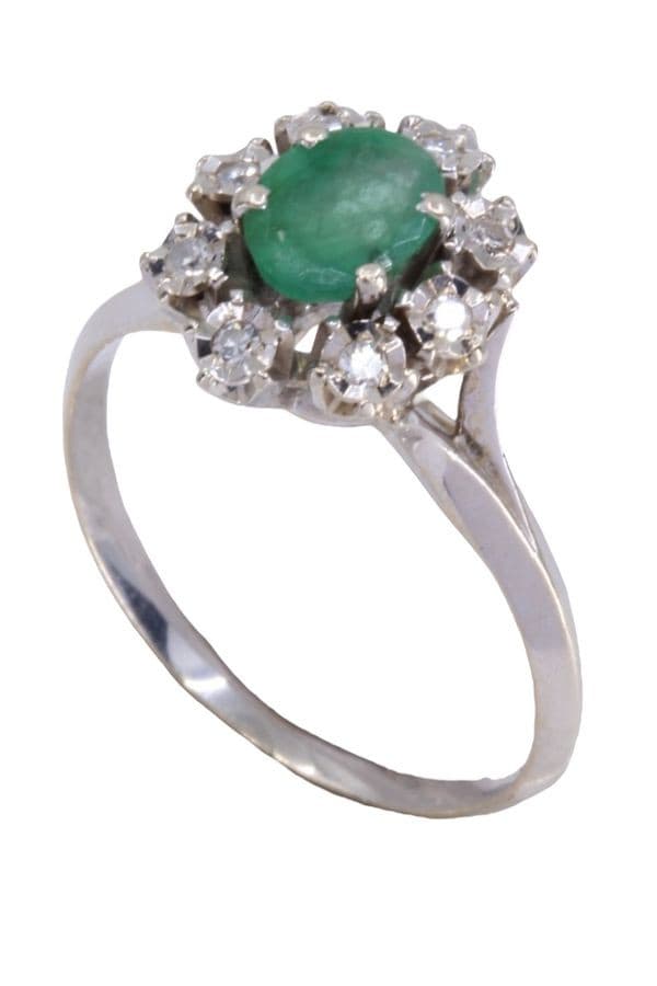 BAGUE  MARGUERITE ÉMERAUDE  ET DIAMANTS — vue 3