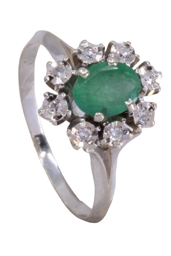 BAGUE  MARGUERITE ÉMERAUDE  ET DIAMANTS — vue 4