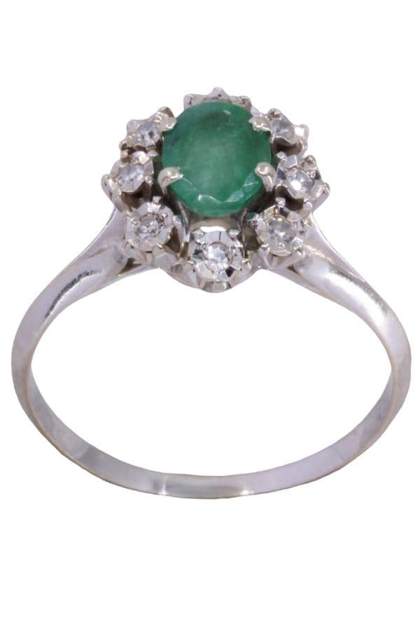 BAGUE  MARGUERITE ÉMERAUDE  ET DIAMANTS — vue 1
