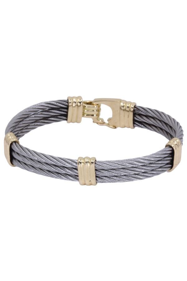 BRACELET CABLE OR ET ACIER — vue 3