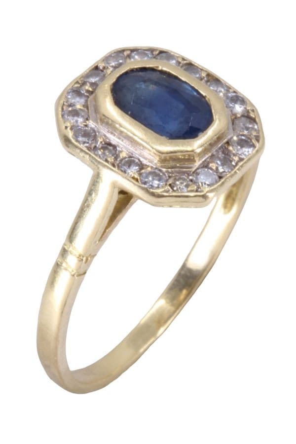 BAGUE MARGUERITE SAPHIR ET DIAMANTS — vue 3
