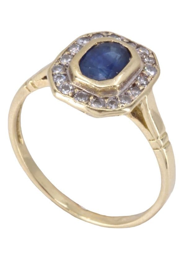 BAGUE MARGUERITE SAPHIR ET DIAMANTS — vue 4