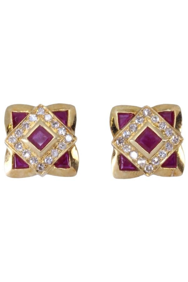 BOUCLES D'OREILLES RUBIS ET DIAMANTS — vue 1