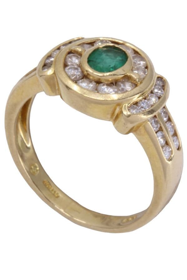 BAGUE MODERNE ÉMERAUDE ET DIAMANTS — vue 3