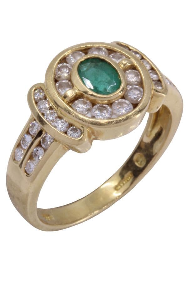BAGUE MODERNE ÉMERAUDE ET DIAMANTS — vue 4