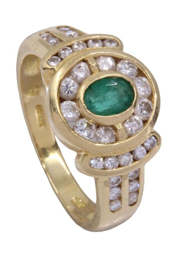 BAGUE MODERNE ÉMERAUDE ET DIAMANTS — vue 5