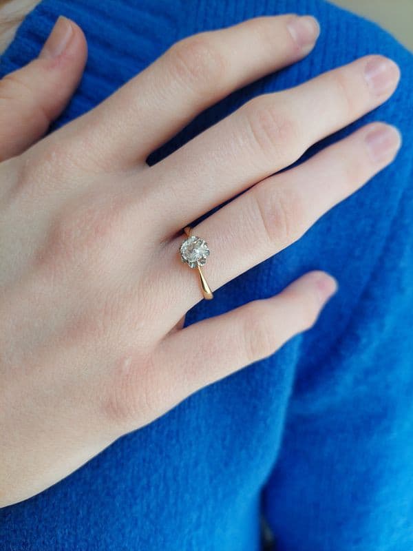 SOLITAIRE ANCIEN DIAMANT 0.40 CARAT — vue 2