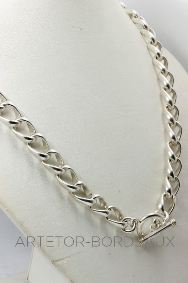 COLLIER MAILLE GOURMETTE ARGENT — vue 2