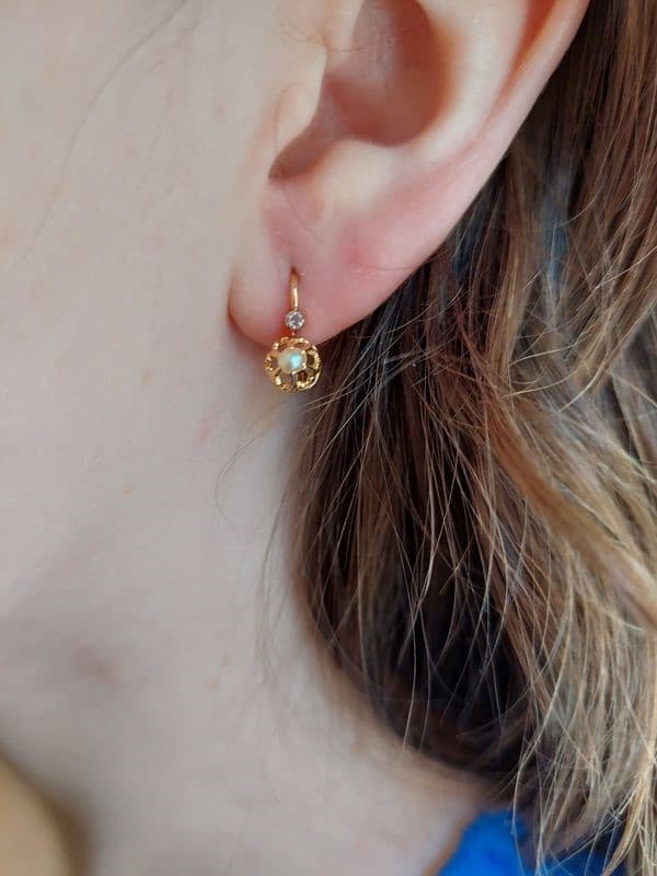 DORMEUSES ANCIENNES PERLES ET DIAMANTS — vue 2
