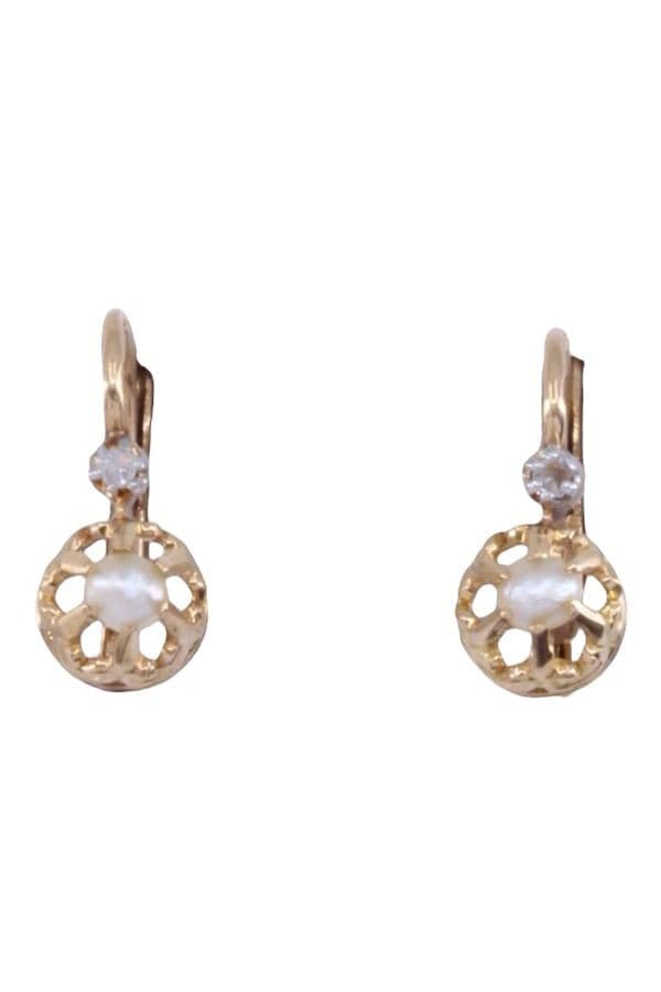 DORMEUSES ANCIENNES PERLES ET DIAMANTS — vue 1