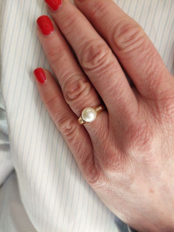 BAGUE PERLE ET DIAMANTS — vue 2