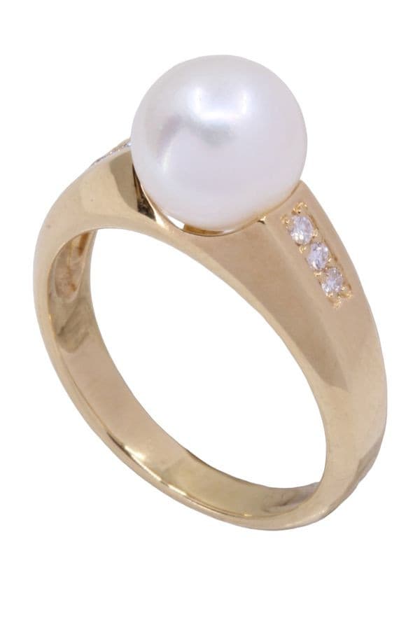 BAGUE PERLE ET DIAMANTS — vue 5