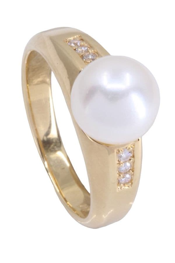 BAGUE PERLE ET DIAMANTS — vue 4